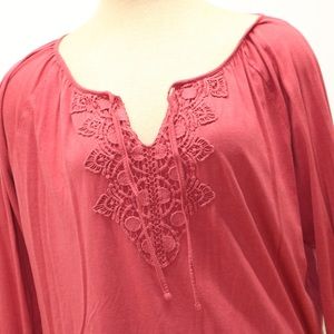 Chaps Tops - Chaps Red/Rose XL Vneck 3/4 Sleeve Cotton Blouse Chaps Tops - Chaps Red/Rose XL Vneck 3/4 Sleeve Cotton Blouse